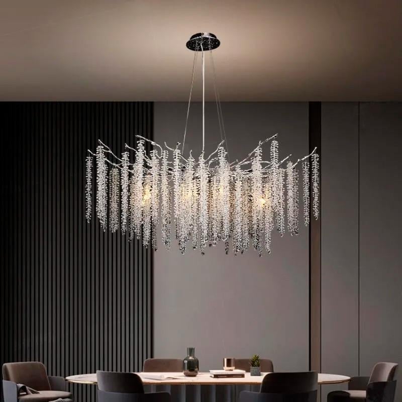 Люстра изящная удлиненная с хрустальными подвесками 150 см (706L CH/CL)