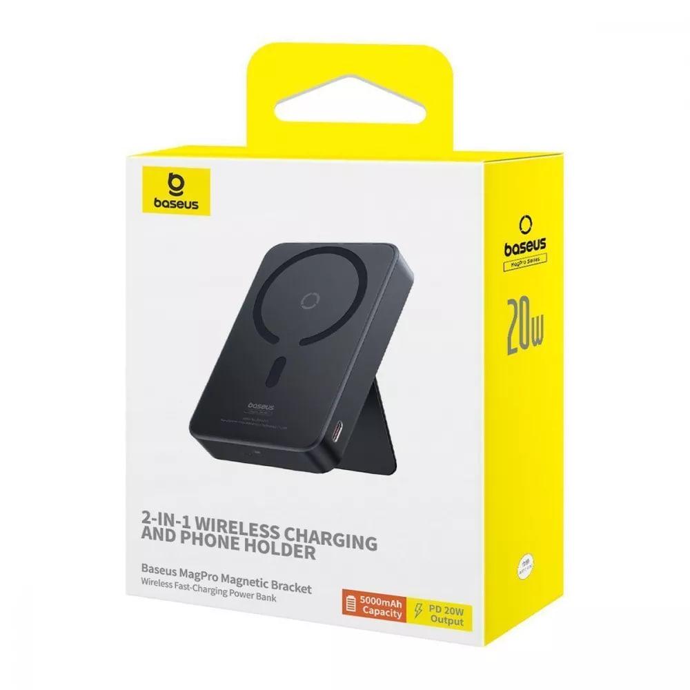 Павербанк BASEUS MagPro з бездротовою зарядкою Qi 15 W Magnetic Bracket 5000 mAh 20 W Black (P10064101123-00) - фото 10