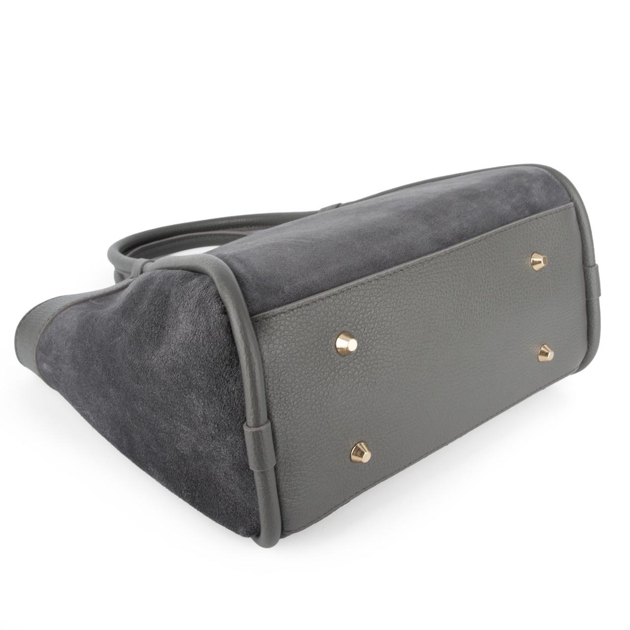 Сумка жіноча Virginia Conti замшева з 2 ручками Темно-сірий (04027) - фото 4 Сумка жіноча Virginia Conti замшева з 2 ручками Темно-сірий (04027) - фото 4