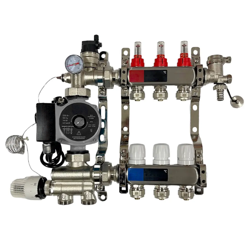 Колектор Standart на 3 виходи у зборі для теплої підлоги 1"-3/4"