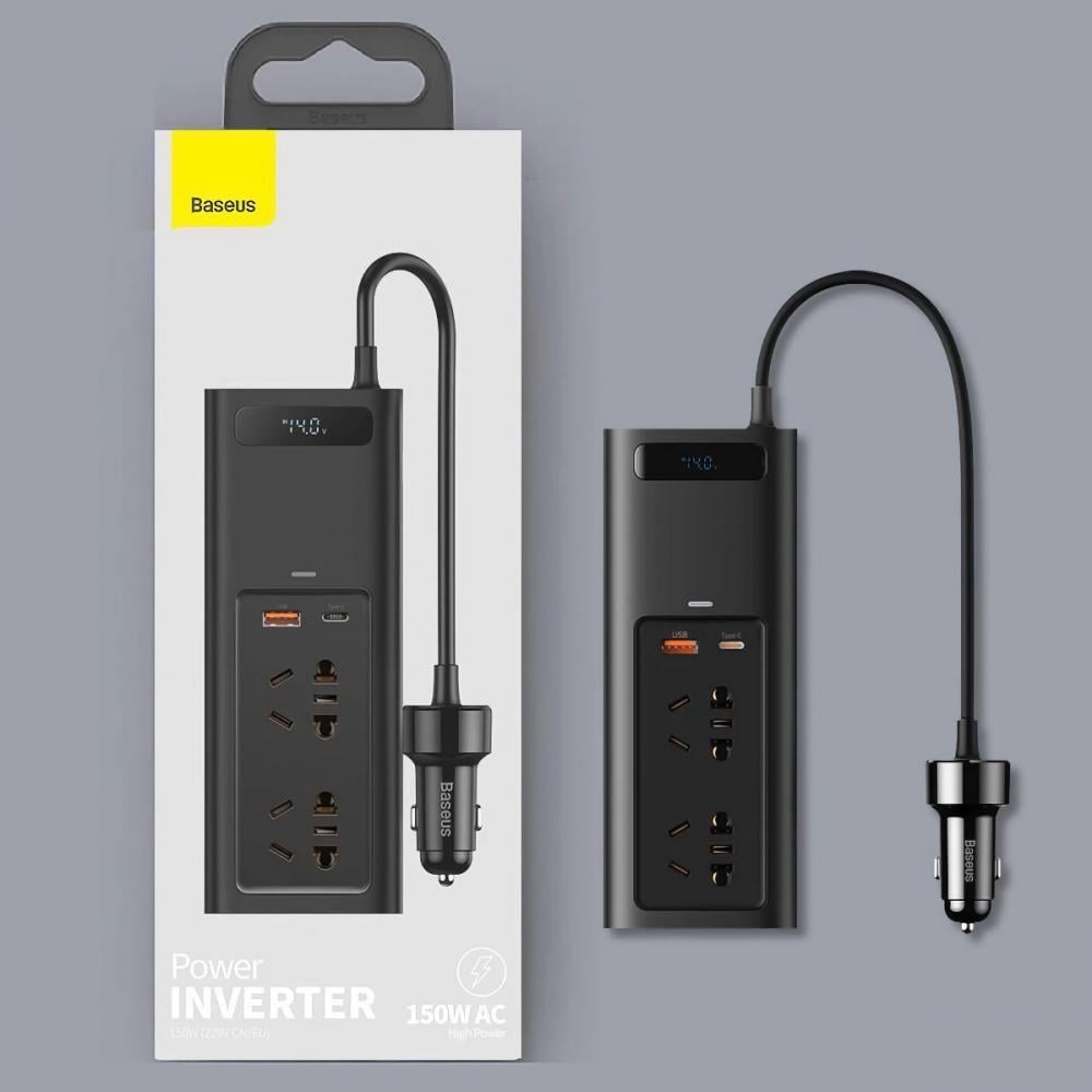 Інвертор автомобільний BASEUS In-car Inverter 150W 220V CN/EU Black (CRNBQ-A01) - фото 8 Інвертор автомобільний BASEUS In-car Inverter 150W 220V CN/EU Black (CRNBQ-A01) - фото 8