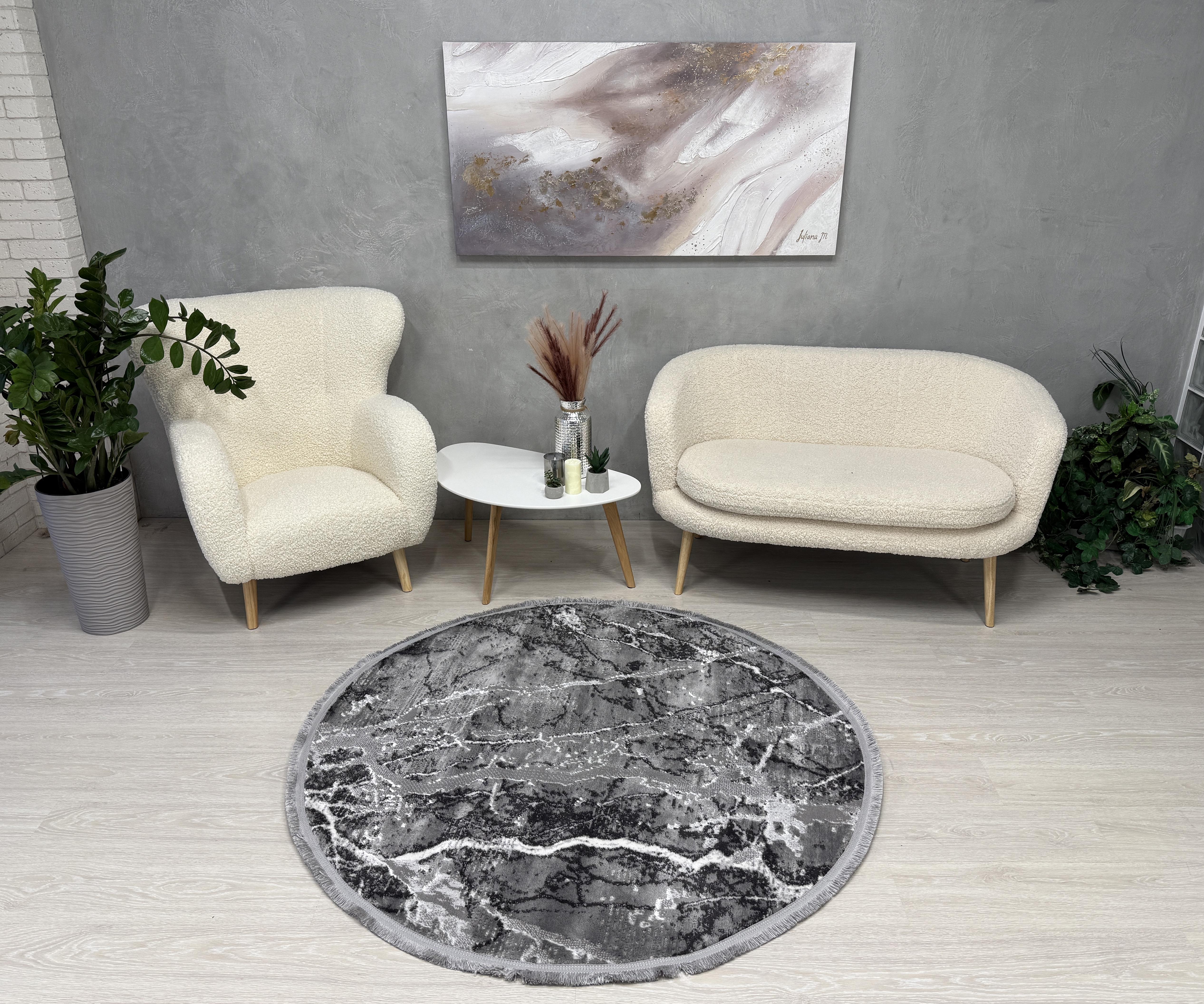 Ковер Mars с невысоким ворсом 200x200 см круг Антрацитовый (4640AA/KGS13) - фото 3 Ковер Mars с невысоким ворсом 200x200 см круг Антрацитовый (4640AA/KGS13) - фото 3