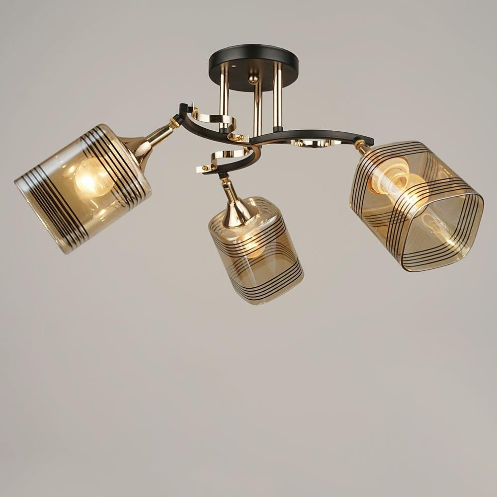 Люстра потолочная Lighthouse SRS-19504/3 BK+FGD Черный/Золотой/Янтарный