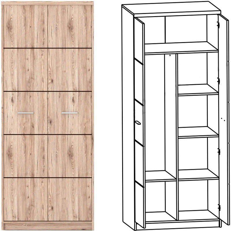 Шкаф распашный комбинированный Гербор SZF2D Шанталь Дуб сан-ремо светлый (20006613) - фото 2