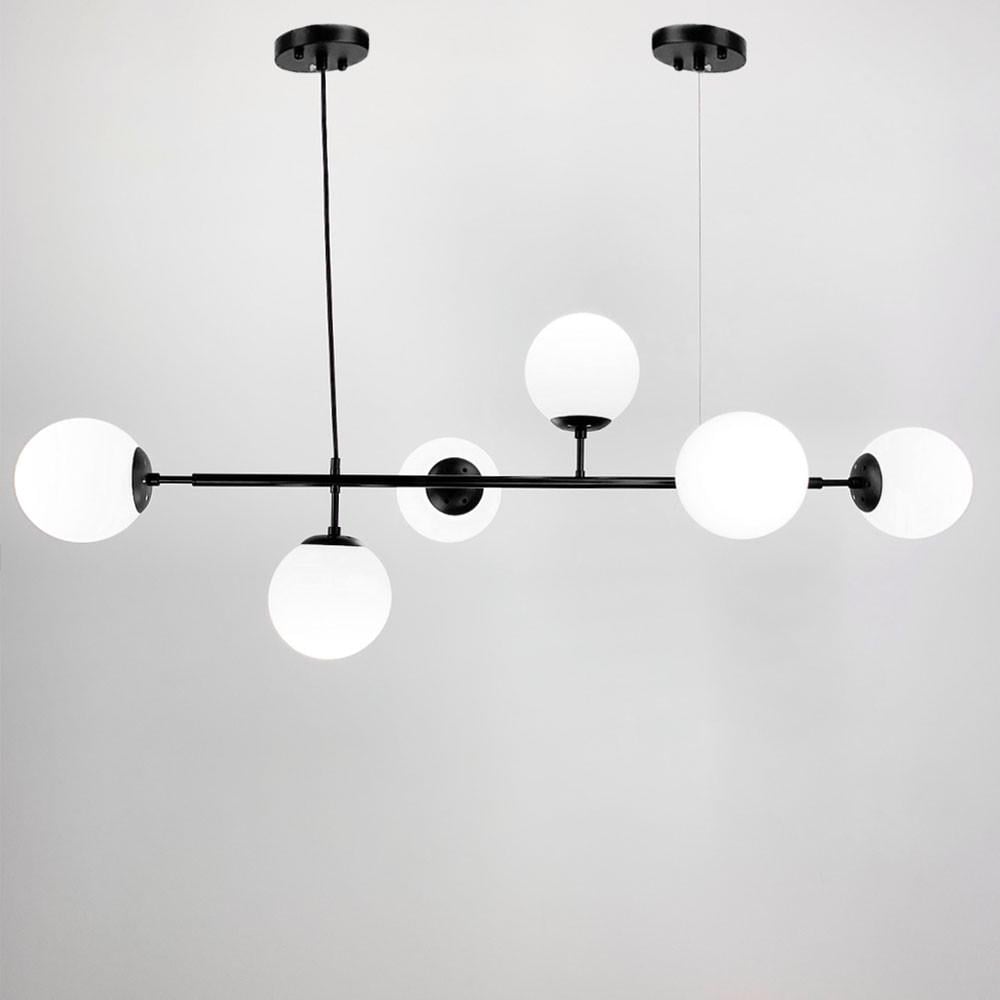 Люстра видовжена на 6 плафонів кріплення в двух точках тип A Чорний (SGJ 7/6A BK+BK) - фото 6