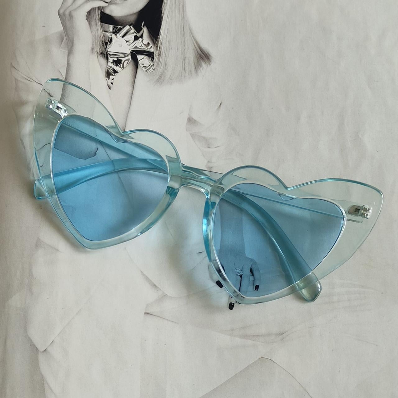 Очки женские солнцезащитные в форме сердца Голубой/Прозрачный