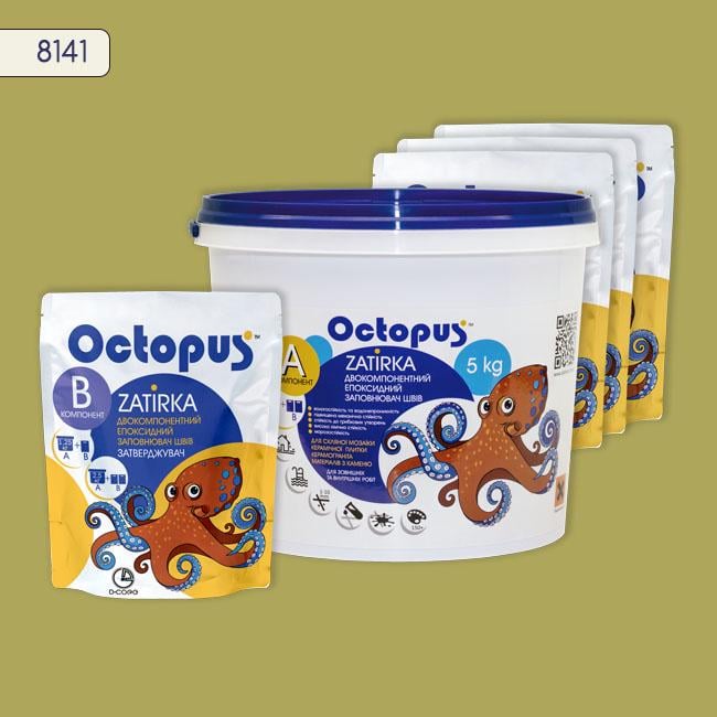 Фуга двухкомпонентная эпоксидная для плитки и мозаики Octopus 5 кг 8141 (8141-5)