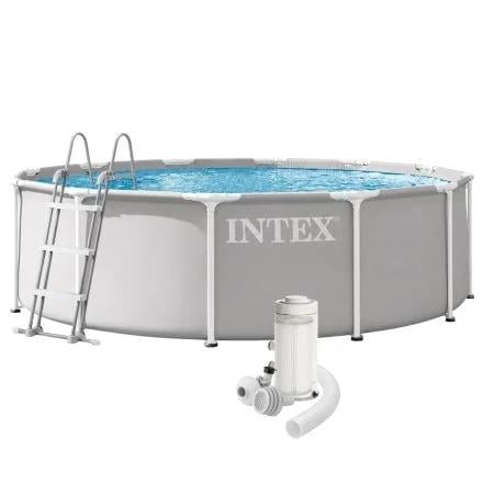 Бассейн каркасный круглый Intex с лестницей и фильтр-насосом 8592 л 366х99 см Серый (26716FS)