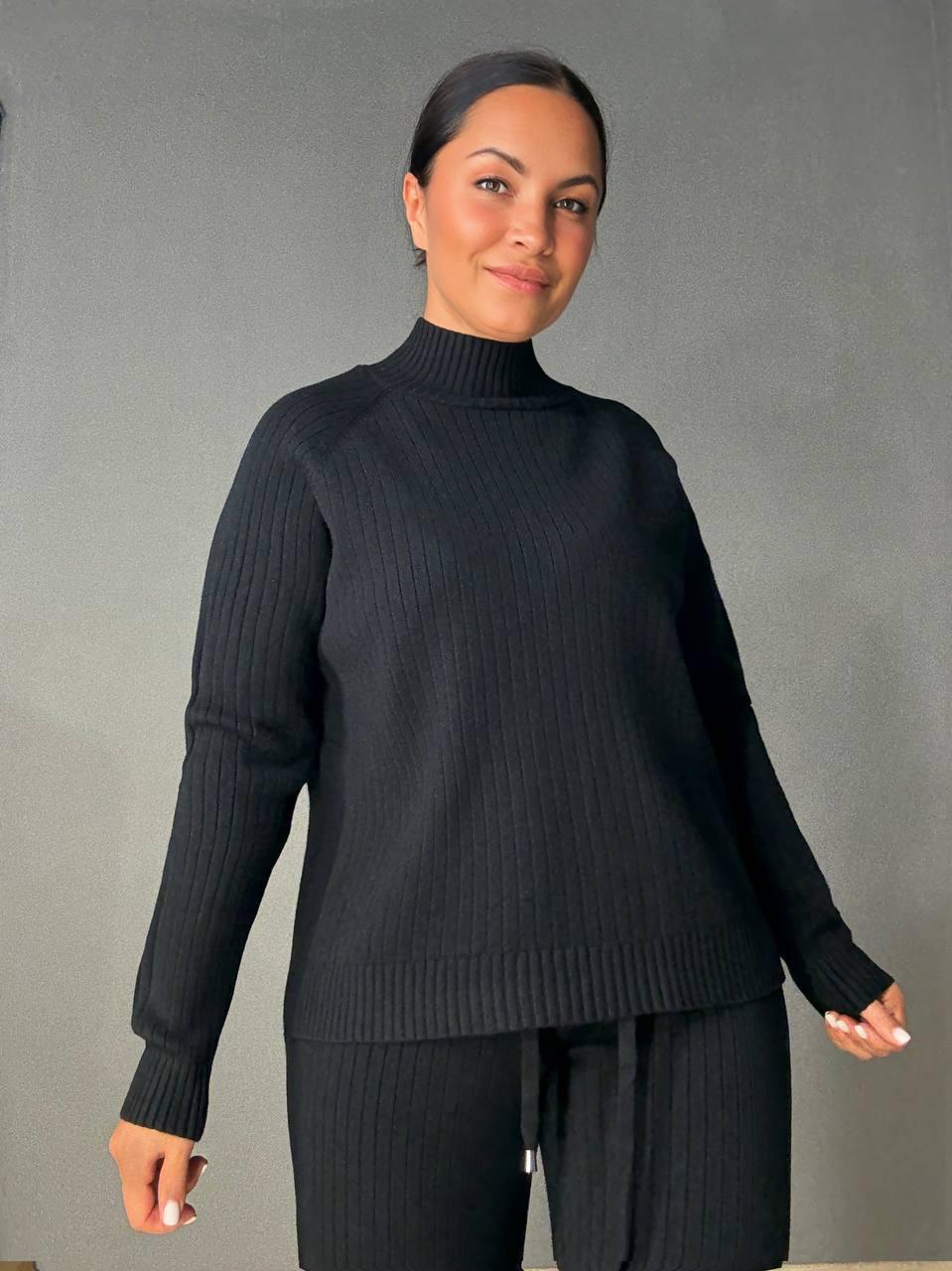 Костюм женский ACCORDDREAM 8703-28108 свитер с брюками в рубчик вязаный OS Черный (2959) - фото 6 Костюм женский ACCORDDREAM 8703-28108 свитер с брюками в рубчик вязаный OS Черный (2959) - фото 6