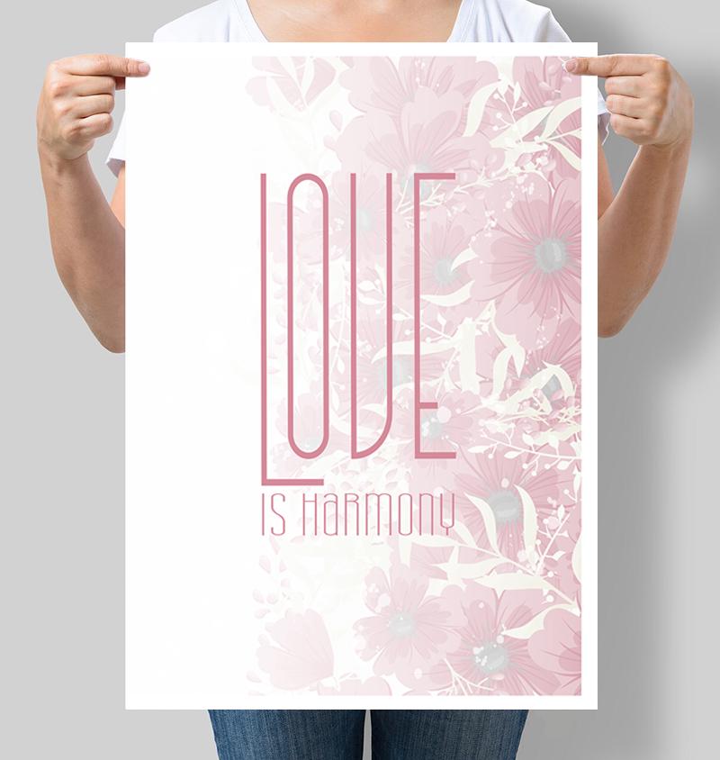Постер мотивирующий Love is harmony 42х60 см (М049)