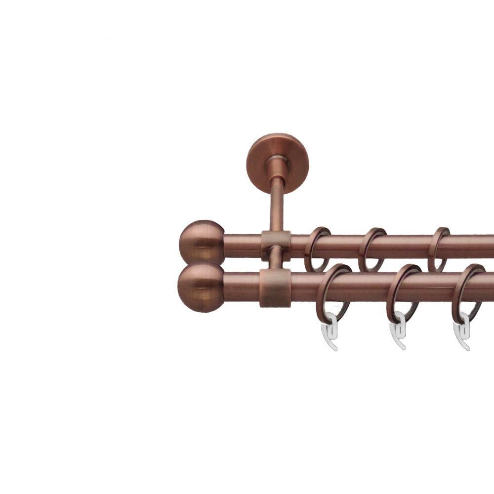 Карниз металевий Orvit Куля Болонь дворядний закритий/гладка труба/кільце фасонне металеве Мідь 19/16 мм 240 см (6938806)