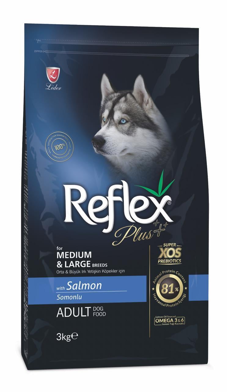 Корм сухий Reflex Plus Medium&Large Breeds Salmon з лососем для дорослих собак середніх і великих порід 3 кг (RFX-106)