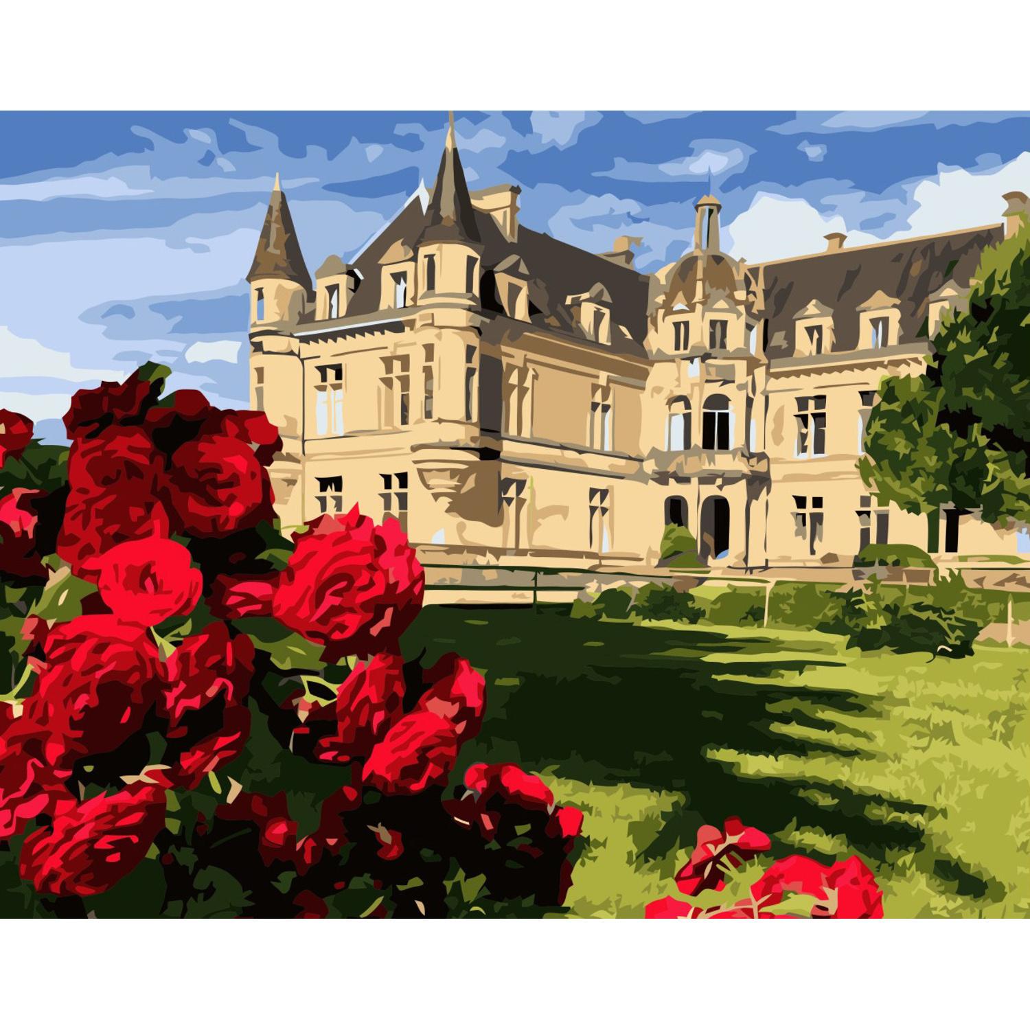 Картина по номерам Strateg Замок залит солнцем на цветном фоне 40x50 см (Str-VA-3328.)