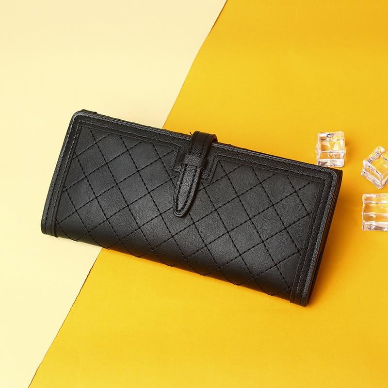 Кошелек женский SLN-056-8 с вышивкой ромбами Черный (DR016850)