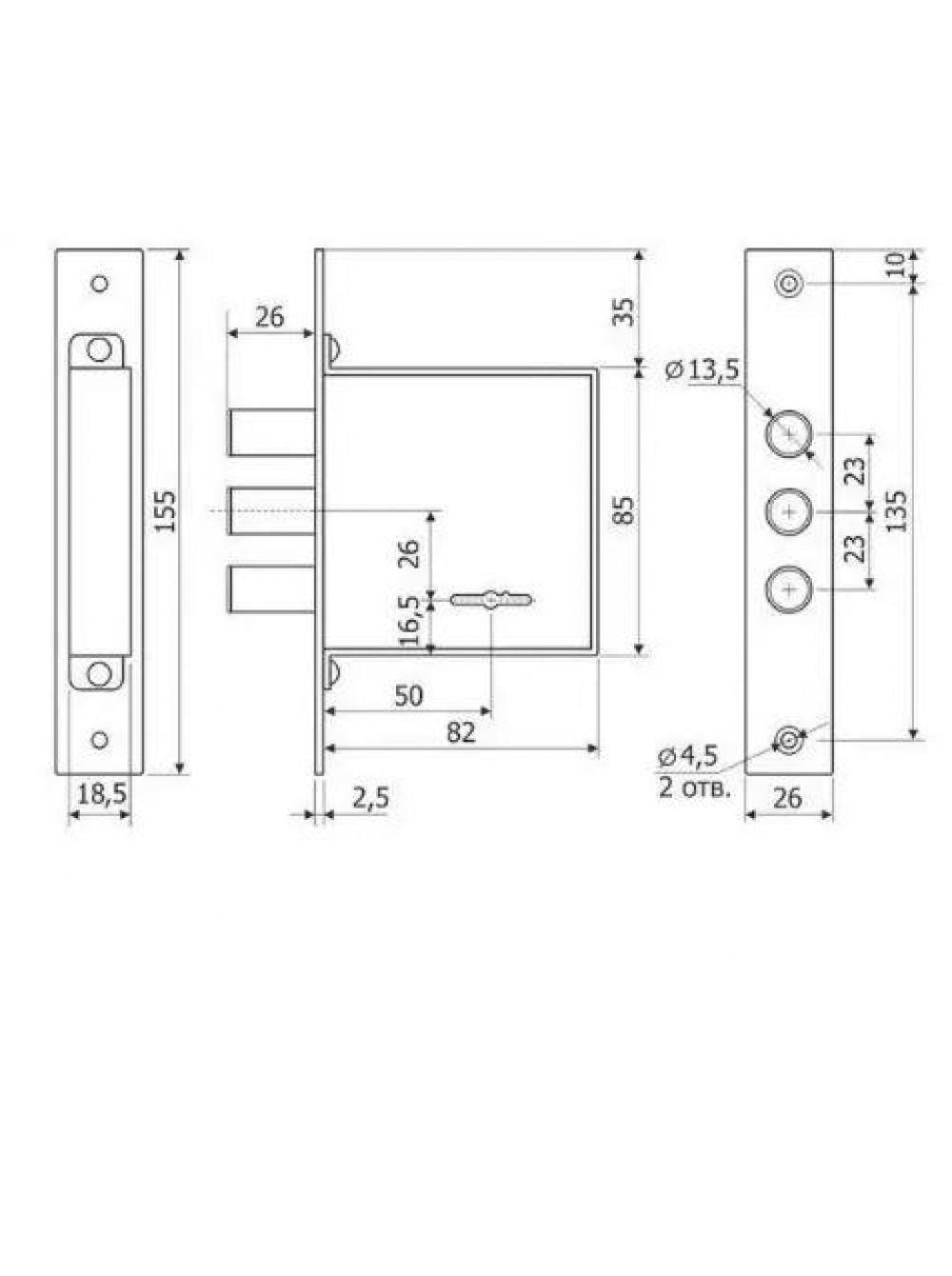 Замок врізний Аріко ЗВ8 сувальдний (25149577) - фото 3