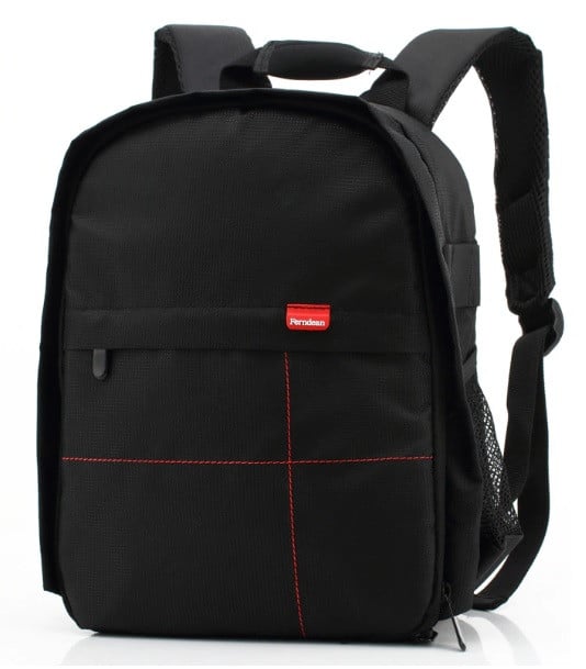 Фоторюкзак с карманом универсальный противоударный Черный/Красный (IBF032BR)