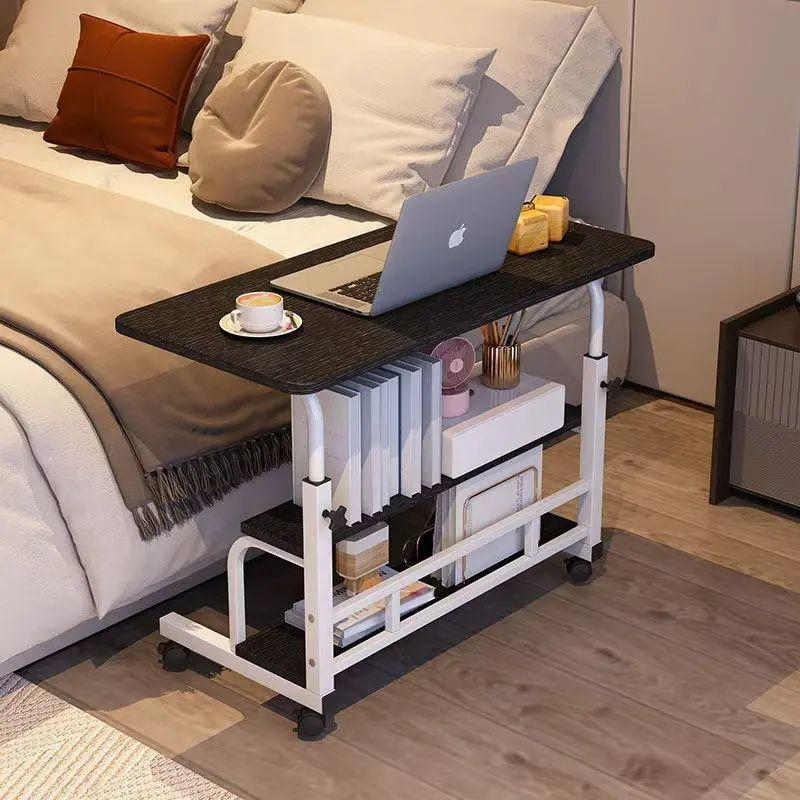 Компьютерный стол прикроватный на колесах складной d ASH-1846 до 10 кг двойной 60х40х60-85 см из МДФ (opt-106111)