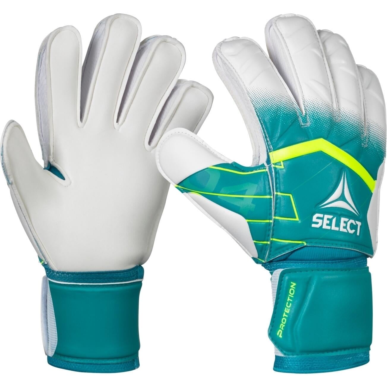 Вратарские перчатки детские Select 04 PROTECTION V26 р. 4 Зелено-лимонно-белый (601042-404)