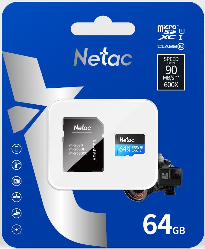 Карта памяти Netac microSD 64 GB C10 UHS-I R80 MB/s + SD - фото 3