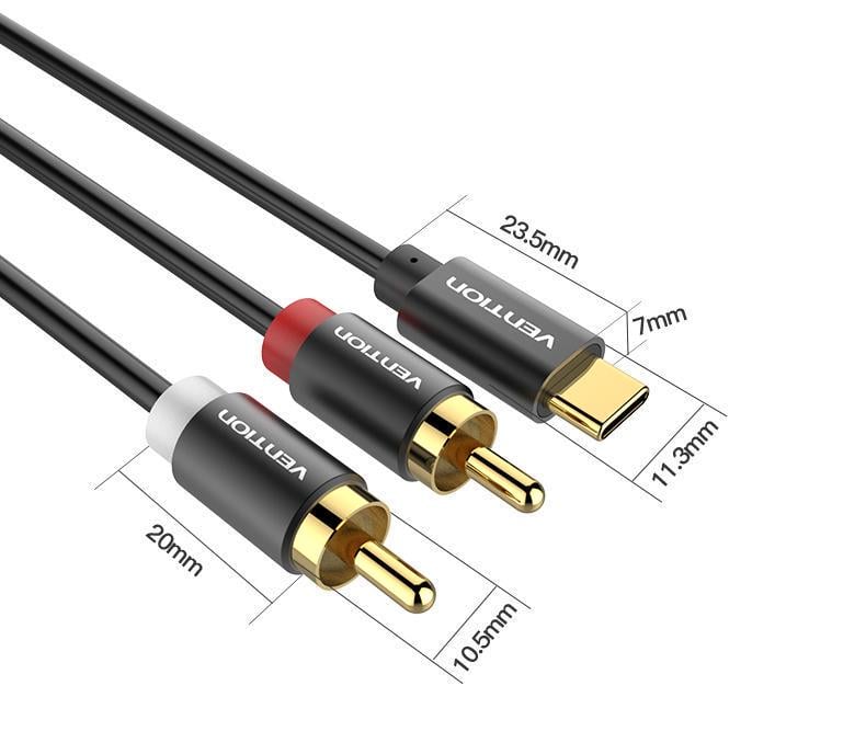Кабель Vention Type-C-2RCA стерео тюльпани-USB-C Hi-Fi звук AUX DAC ЦАП 1,5 м Чорний (BGDBG) - фото 15