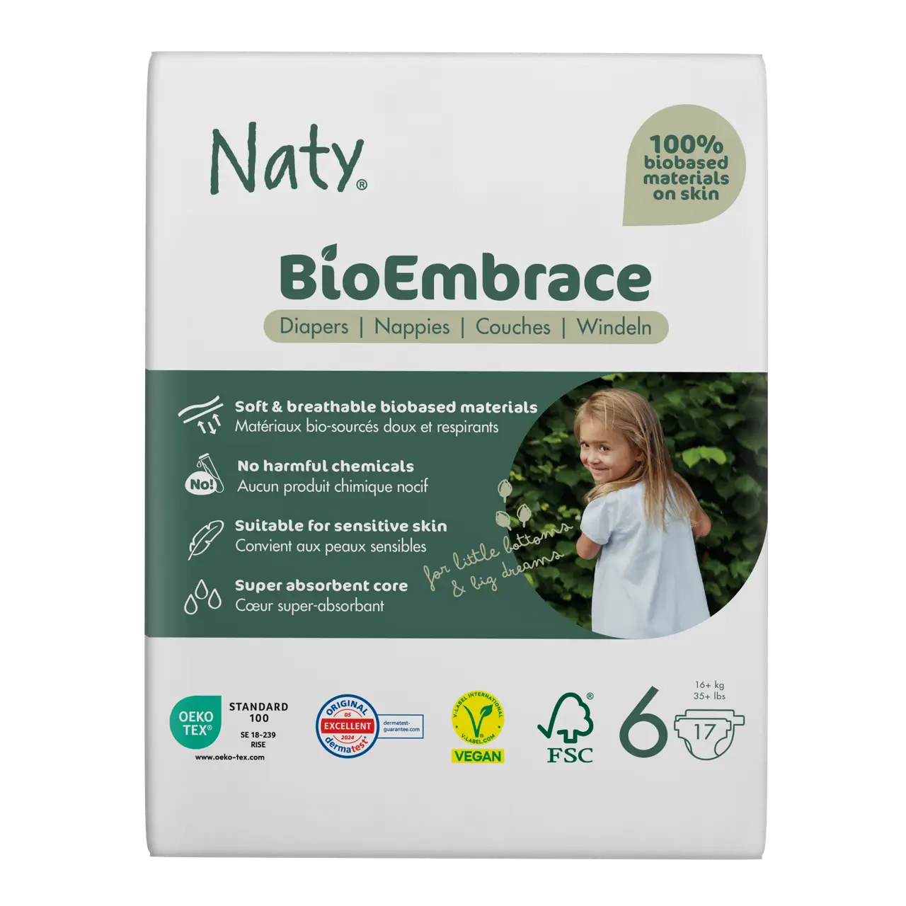 Підгузки дитячі одноразові BioEmbrace NATY р. 6 16+ кг 17 шт. (29680677)