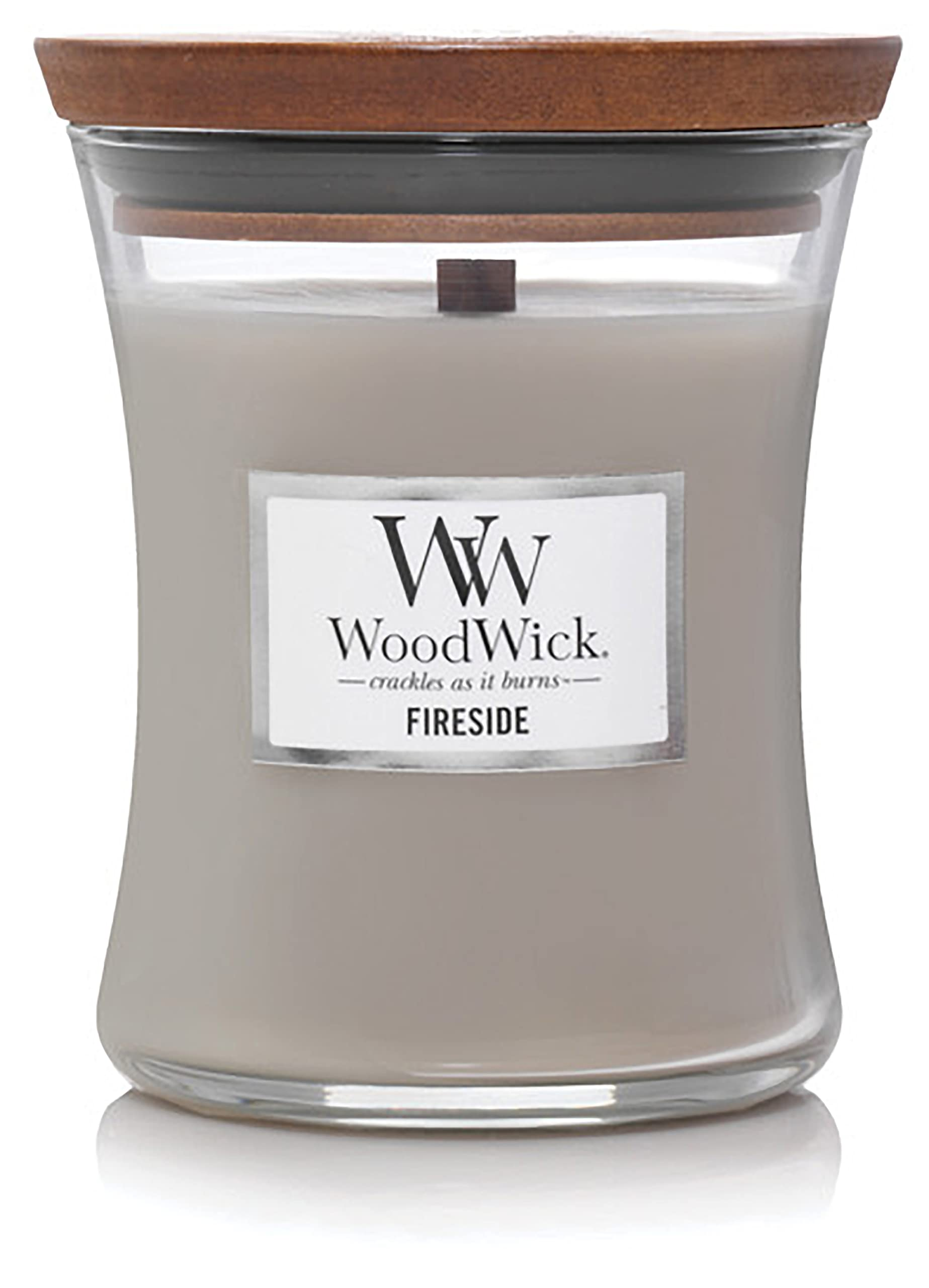 Свеча ароматическая Woodwick Medium Firesideс ароматом копченого дерева/яблочной кожуры 275 г (1763448735) - фото 1