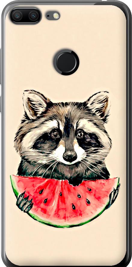 Чехол на Huawei Honor 9 Lite Енотик с арбузом (4605u-1359-42517)