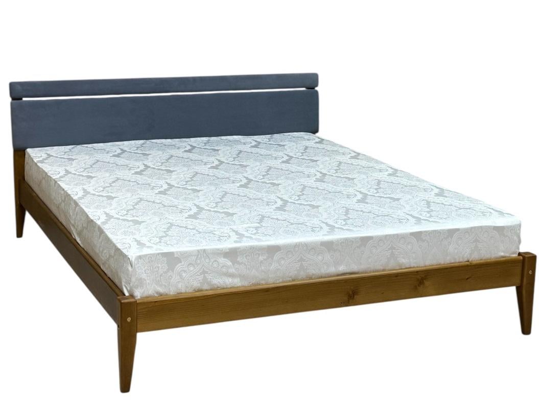 Кровать двуспальная деревянная Скиф Л-258 с мягким изголовьем 160х200 см Тиковое дерево/Стим-26 (27806822)