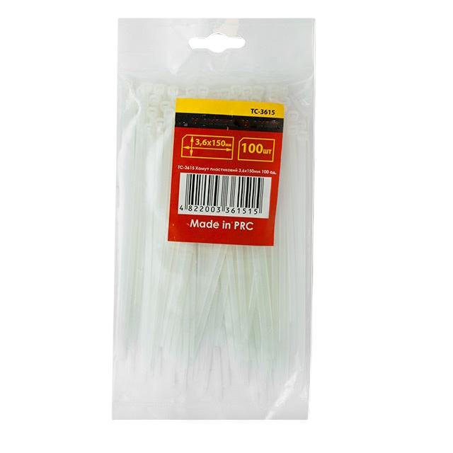 Хомут пластиковий Intertool 3,6x150 мм 100 шт. Білий (000028255)
