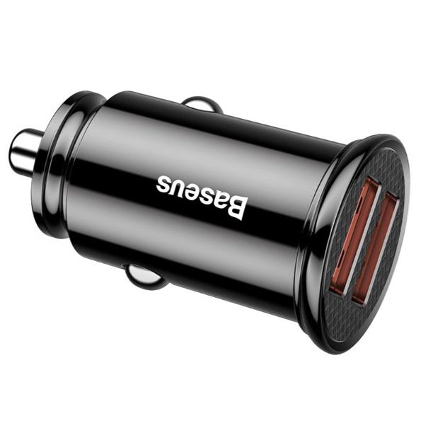Адаптер автомобільний Baseus Circular Plastic A+A PPS 2 USB/5A/QC 3,0 Black