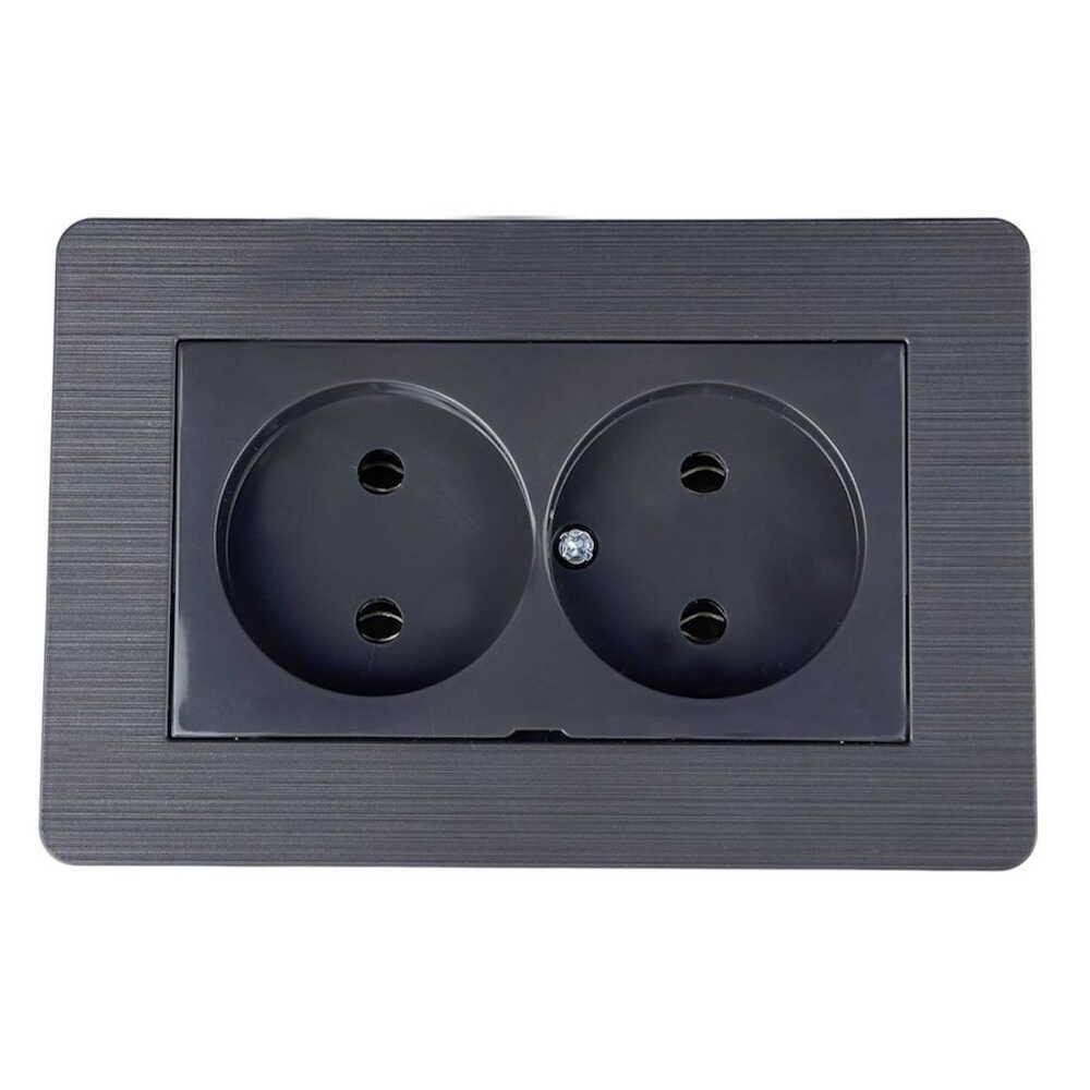 Розетка Nilson Selene подвійна без заземлення Антрацит (23362524)