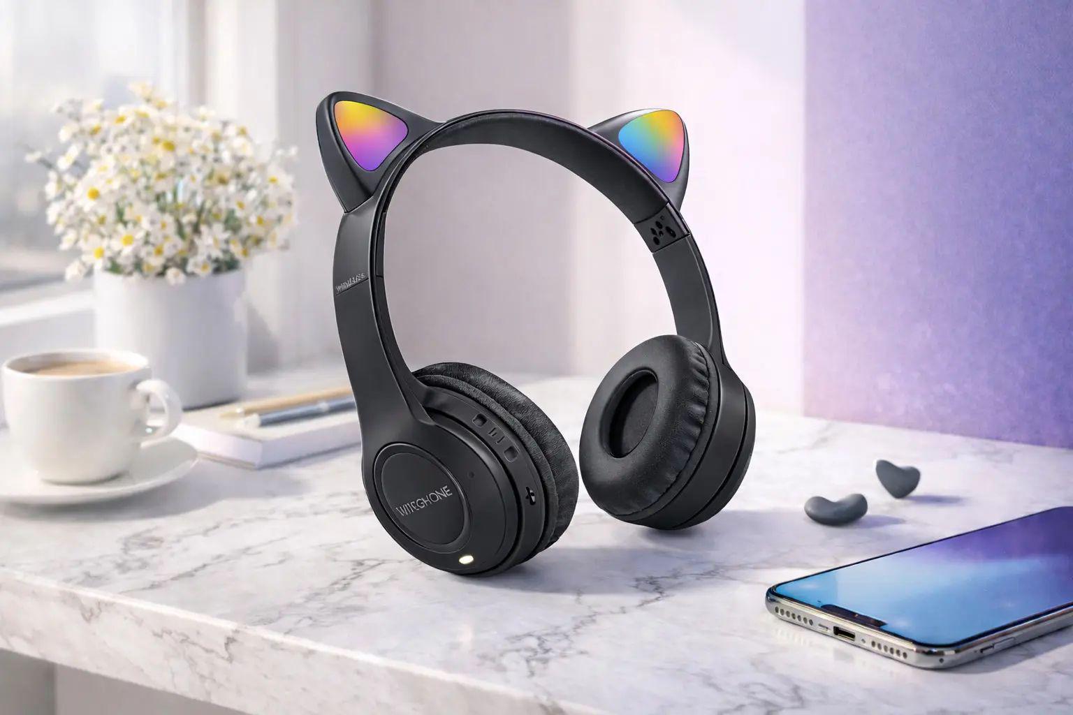 Наушники беспроводные Cat Ear Y47 Led Bluetooth Черный (opt-105767)