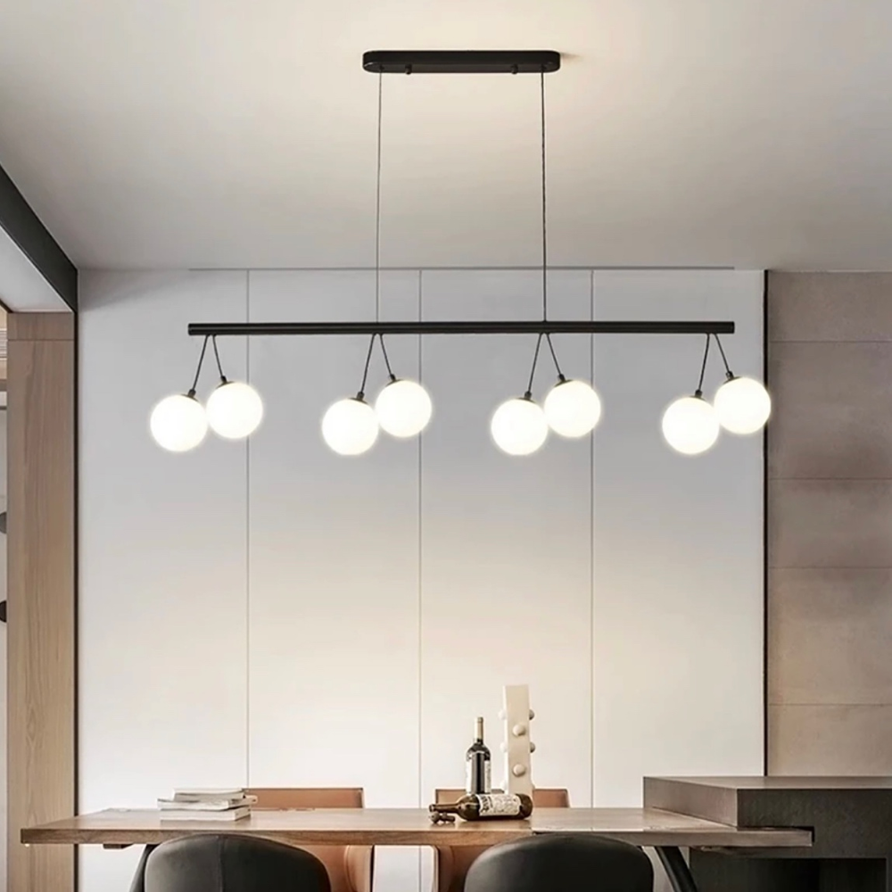 Люстра видовжена з 8 білими плафонами Чорний (G 336/8L BK)