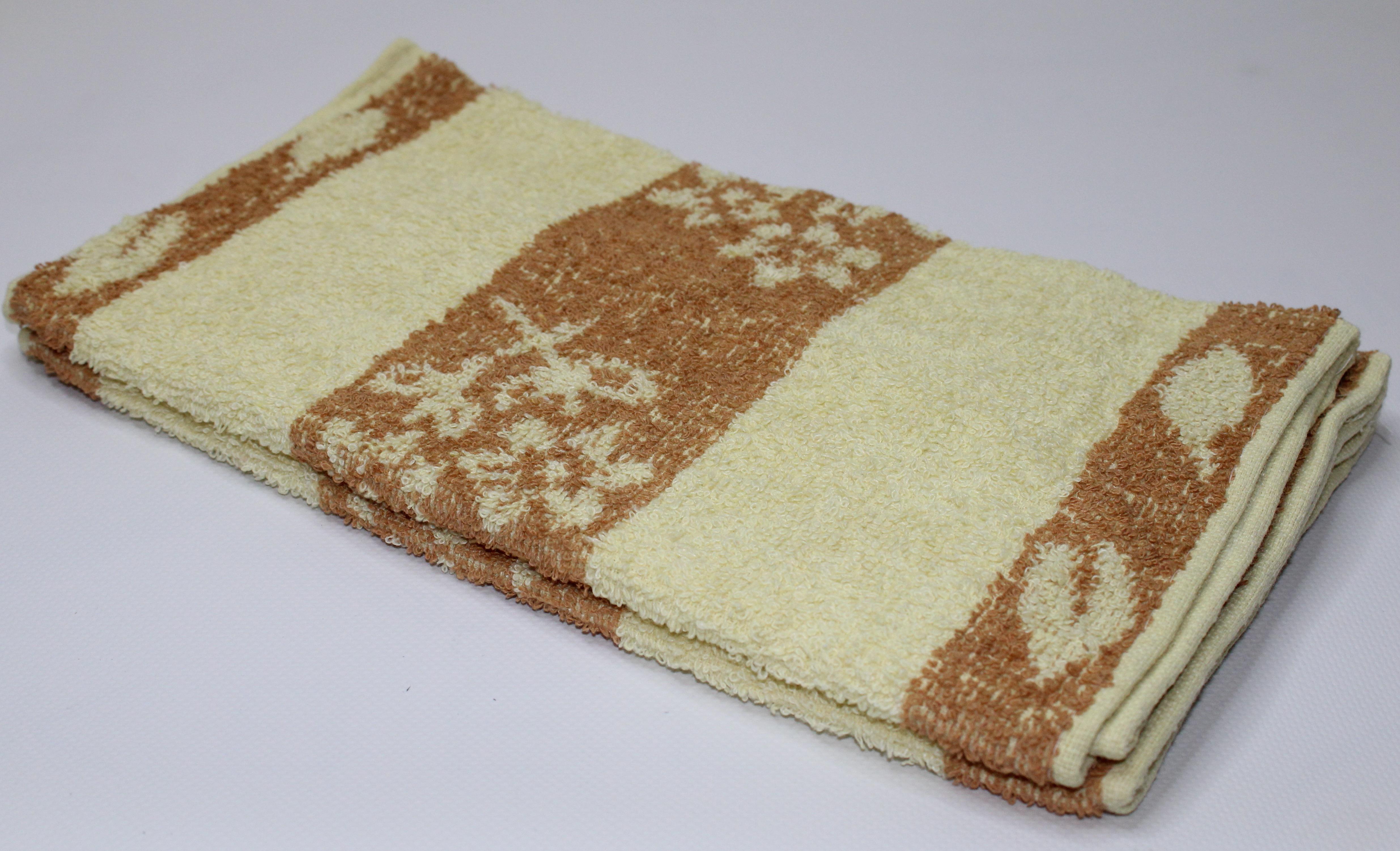 Кухонное полотенце Цветки и полосочки 35х70 см 2 шт. Коричневый (00713)