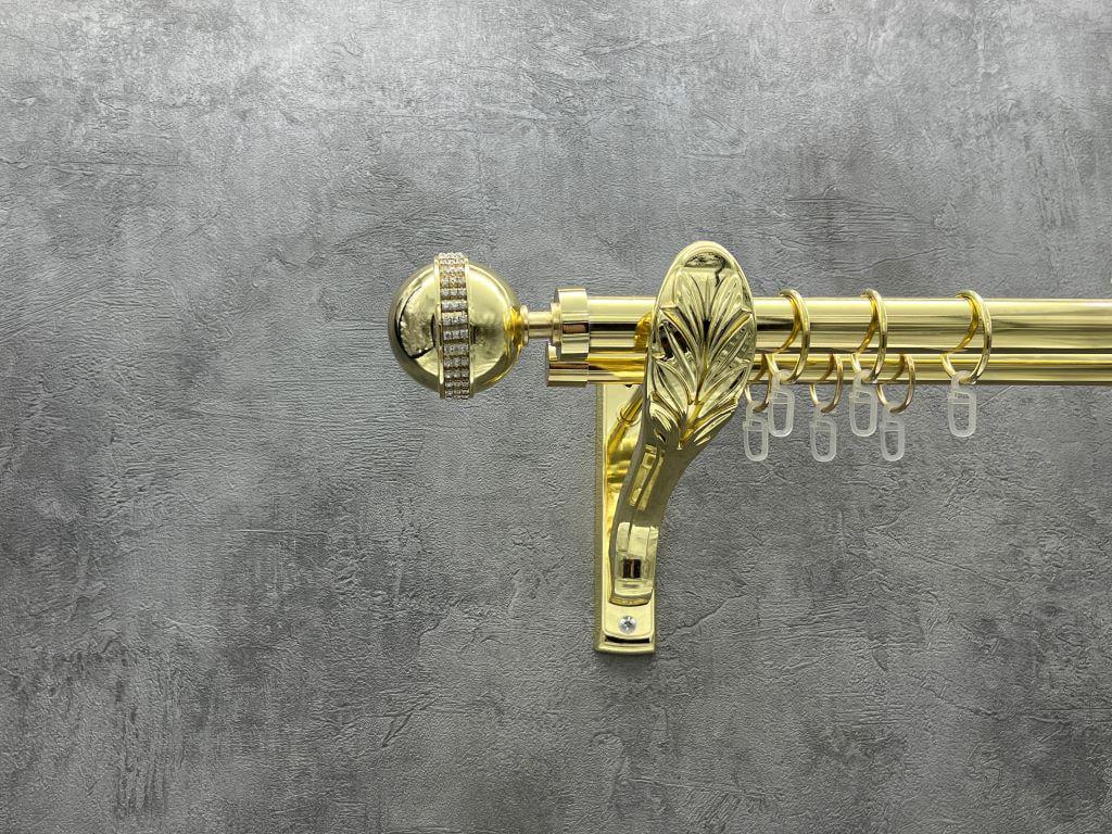 Карниз Quadrum Авея гладкая штанга двойной ретро 25/19 мм 160 см Золотой