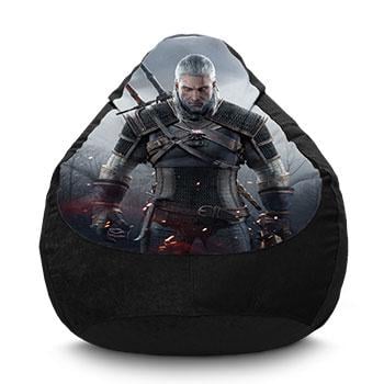 Кресло мешок iPuff Ведьмак Геральт Флок XXXL 100х135 см Черный