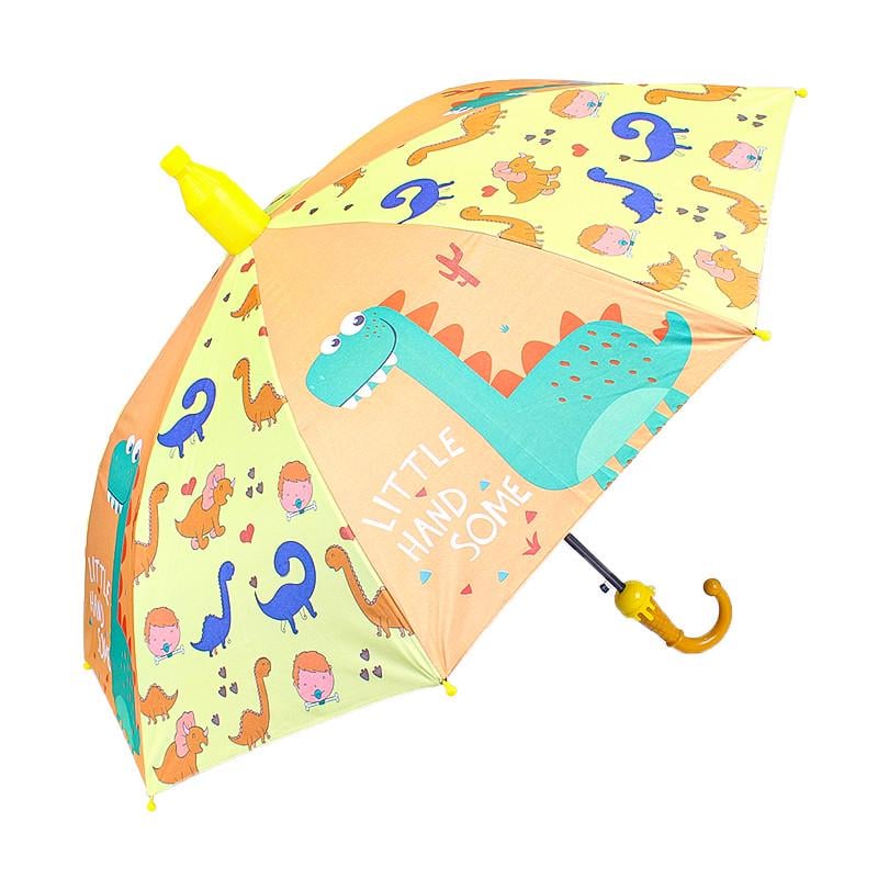 Детский зонт Lesko QY2011301 Cool Dinosaur Yellow (динозавр) трость полуавтомат с пластиковым чехлом