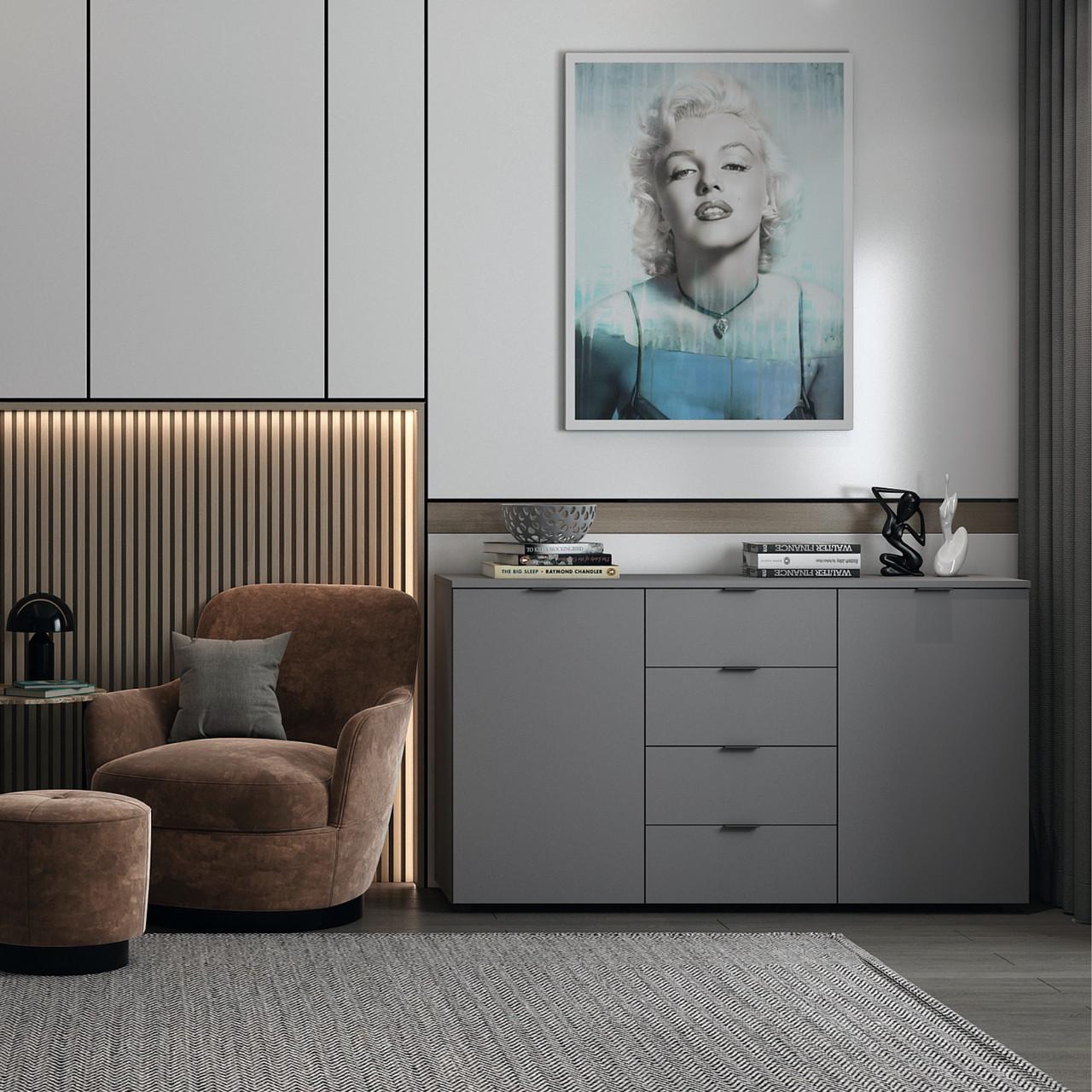 Комод в спальню Doros Рон 5 140х38х81 см Графит (DRS-011301) - фото 2