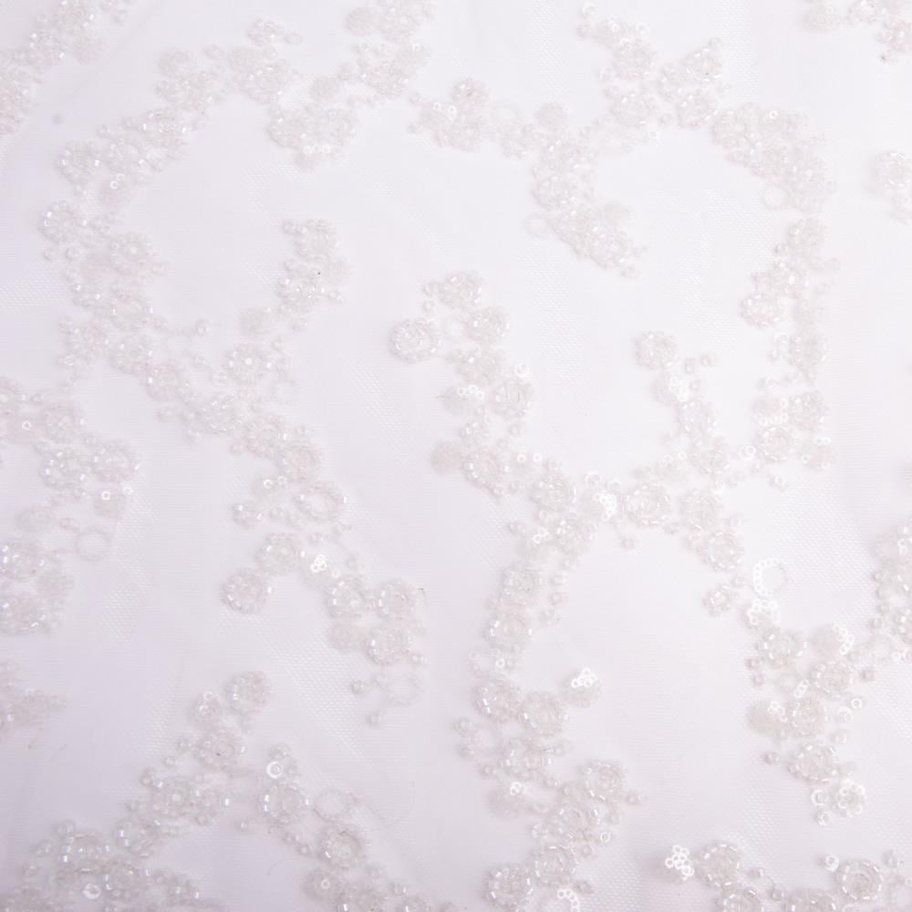 Ткань гипюр Бисер Белый (27214)