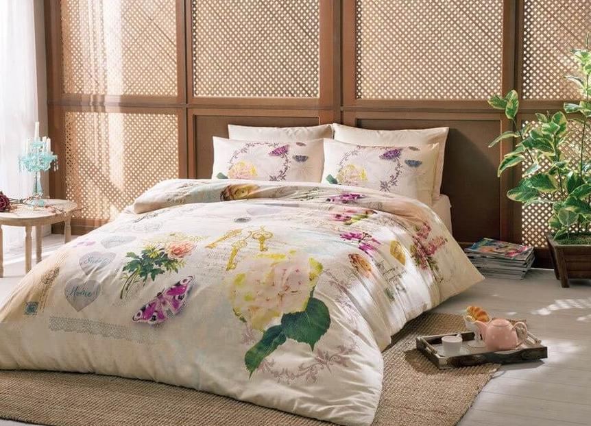 Постельное белье TАС Claire Сатин Евро Кремовой