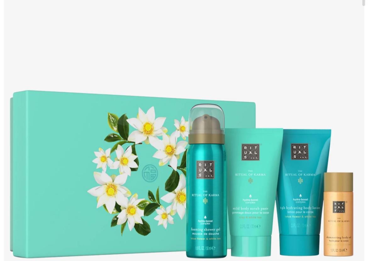 Подарунковий набір RITUALS of Karma Rituals S гель-пінка для душу 50 мл/лосьйон для тіла 70 мл/скраб для тіла 70 мл/масло для тіла 30 мл