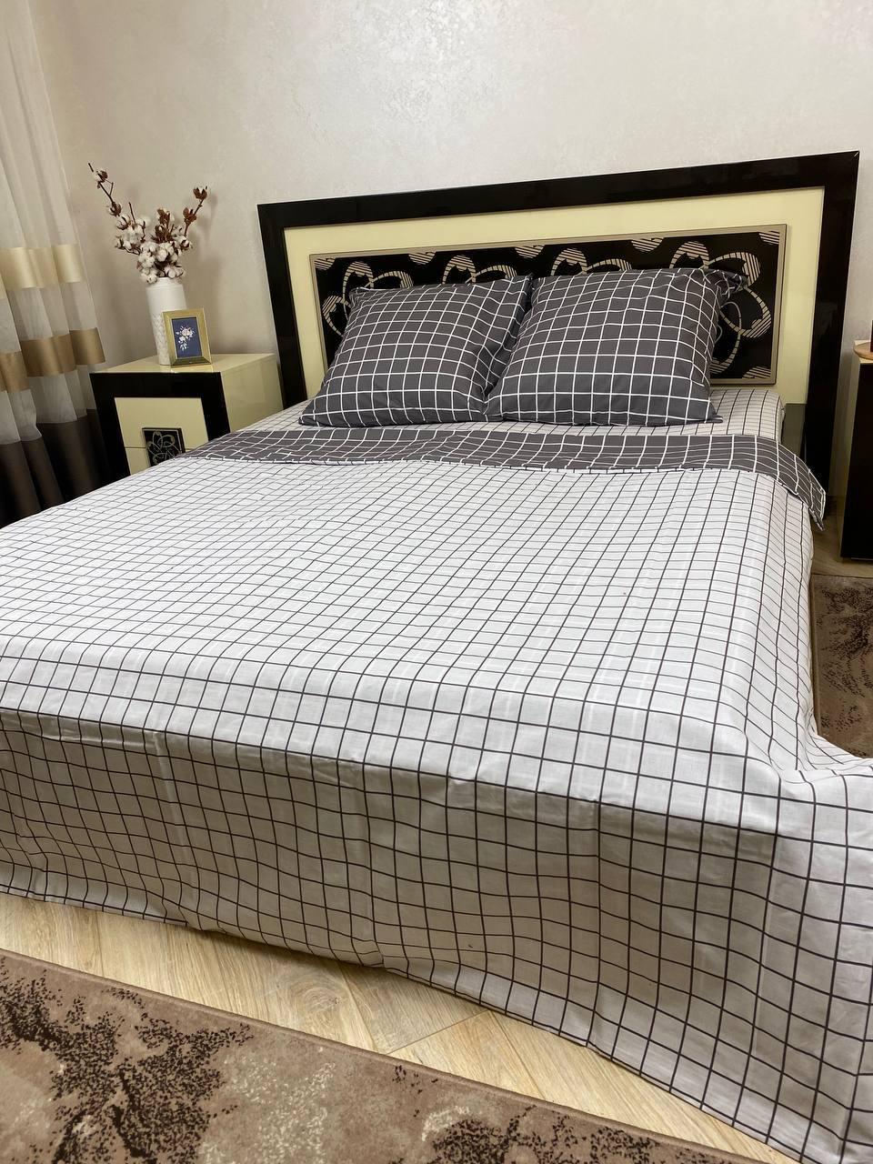 Комплект постільної білизни В клітинку 200х220 см євро бавовняний 70х70 см Сірий з білим - фото 7 Комплект постільної білизни В клітинку 200х220 см євро бавовняний 70х70 см Сірий з білим - фото 7