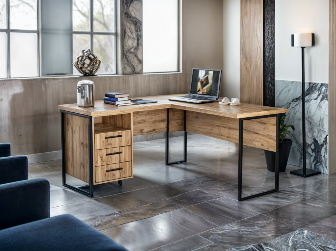 Стіл кутовий офісний Tobi Sho LOFT Gold СУЛГ/3-1 з 3 шухлядами стільниця 18 мм 1400х1200х750 Дуб аппалачі