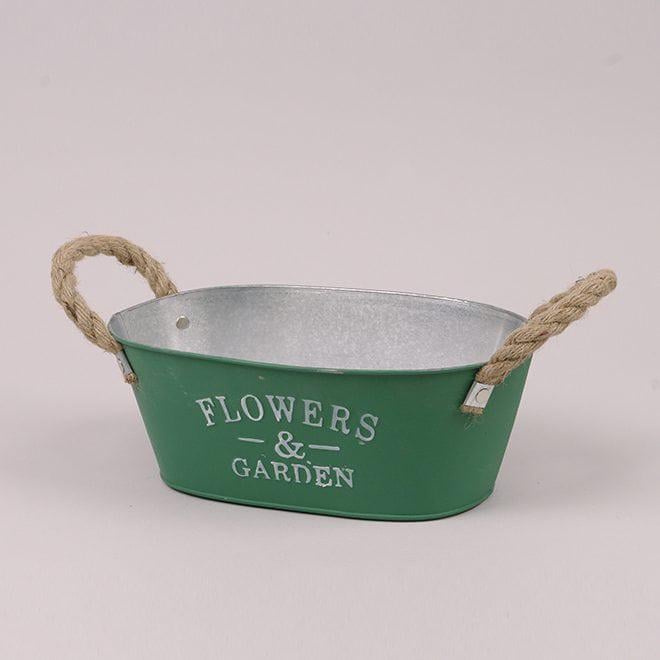 Кашпо металлическое Flora Flowers & Garden овальное Зеленый (39378)