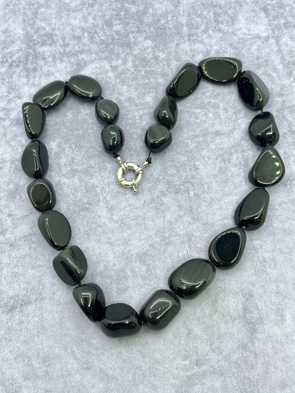 Бусы обсидиан 50 см Черный (10202)