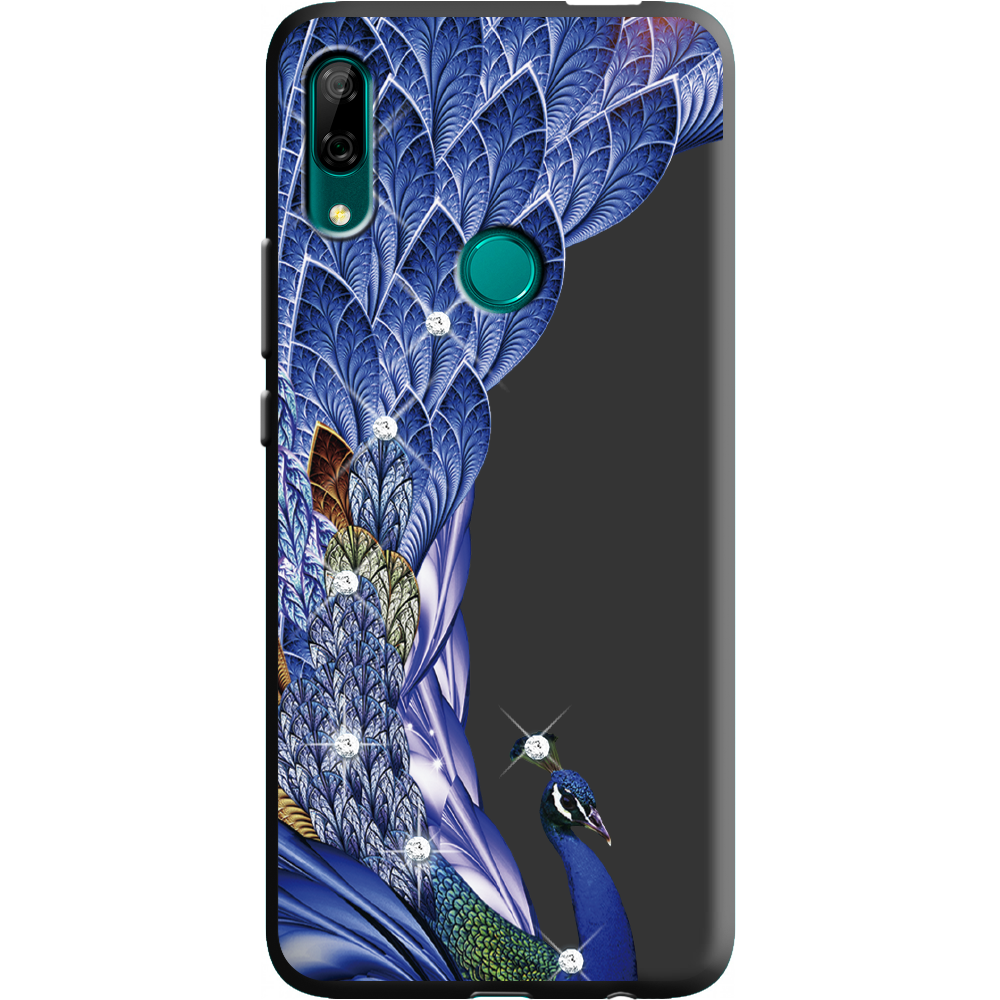 Чехол Boxface Huawei P Smart Z Павлин со стразами Черный силикон (37381-rs7-38944)