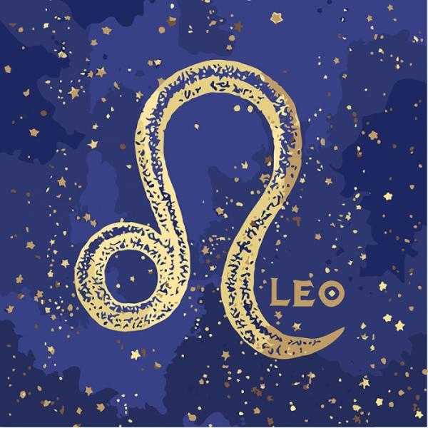 Картина по номерам Идейка Абстракция Краска металлик Знак зодиака Лев 50х50 см в коробке (КН9516-mt)