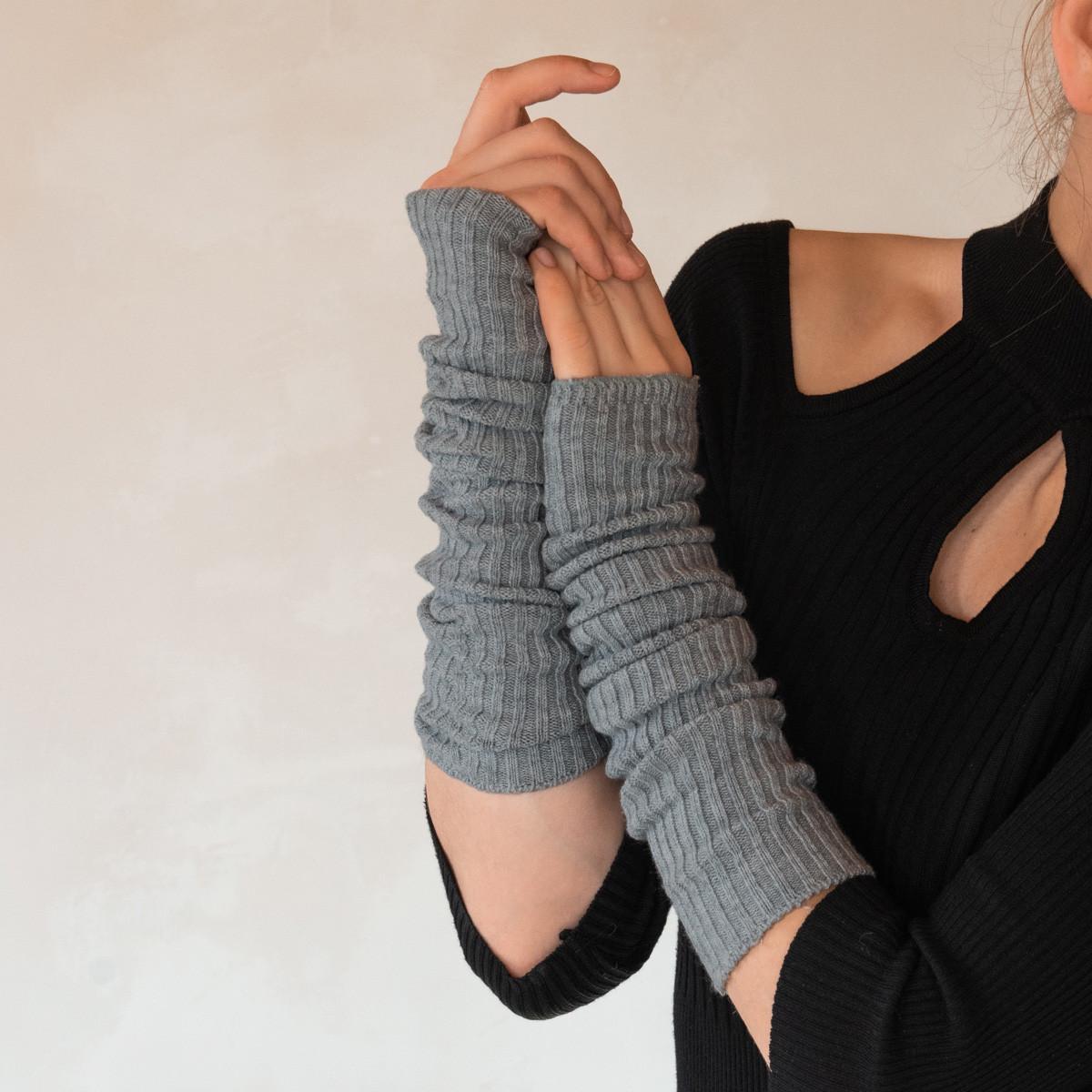 Мітенки кашемірові рубчик XXS-XXXXL Сірий (61450) - фото 2