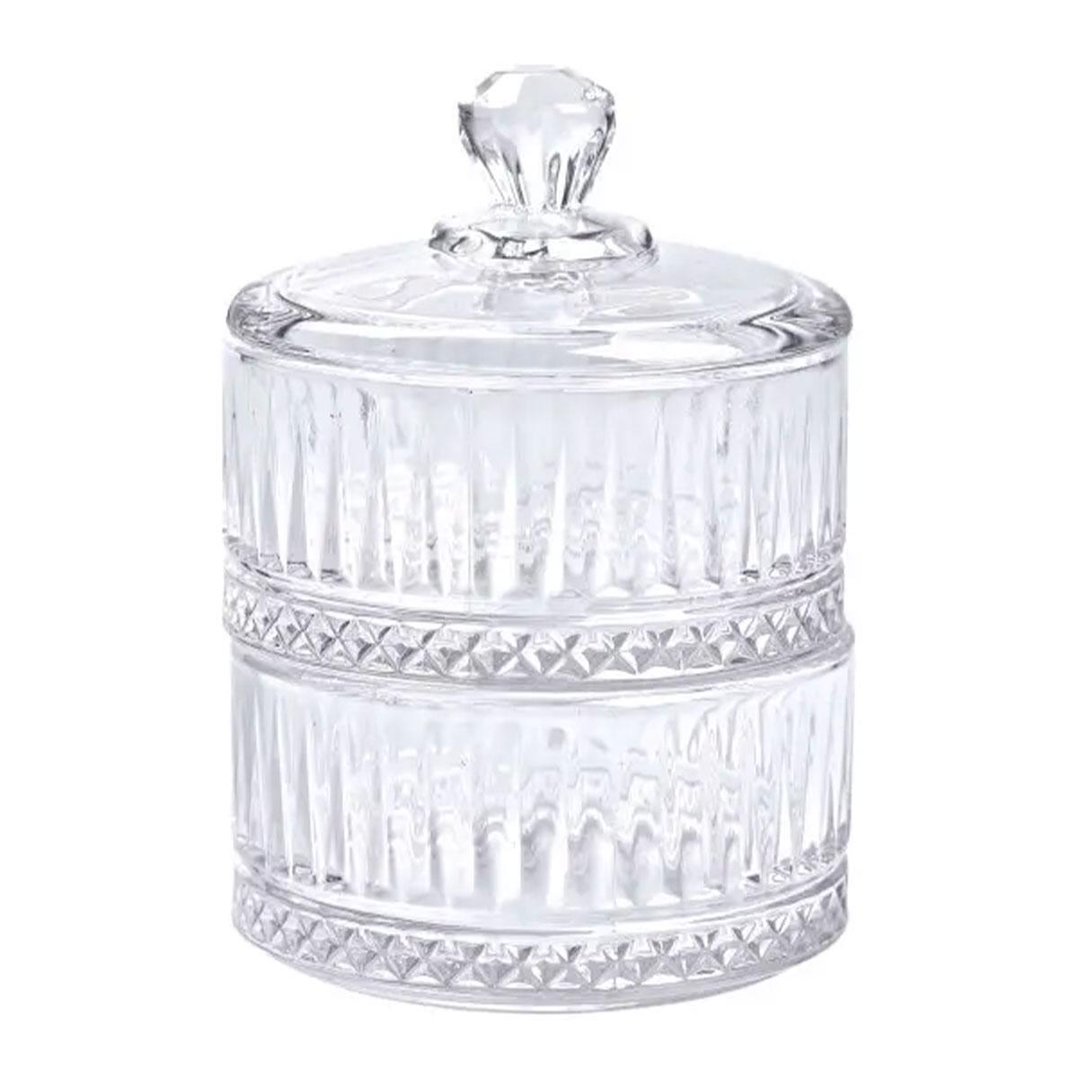 Цукерниця скляна дворівнева кругла 10 см (6017) - фото 4 Цукерниця скляна дворівнева кругла 10 см (6017) - фото 4