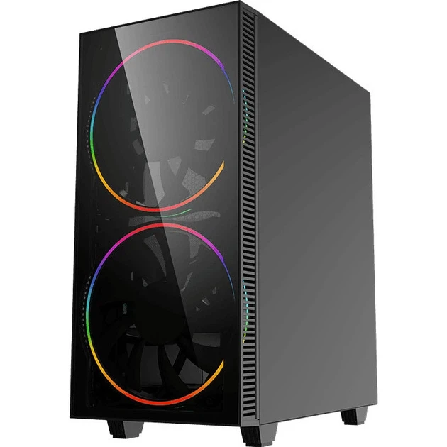 Корпус GameMax черный Hole, без БП, Midi Tower, ATX / Micro ATX / Mini ITX, USB 3.0, USB 2.0, 2x200 мм LED, 421x210x460 мм, 0.5